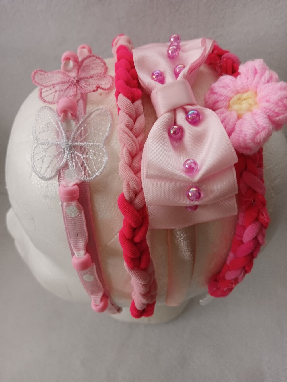 Set of Pink Girls' Decorative Headbands